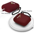 thumbnail image 3 of Silicone Airpods Cover Airpods Protective Cover Compatible With Airpods 2 & 1 Case With Carabiner [Front Led Visible] [Shockproof & Dustproof Protective Cover] ​​[Extra Protection] -Burgundy, 3 of 4