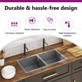 thumbnail image 4 of vidaXL 34.1-inch Kitchen Sink with Strainer, Top-Mount Sink Double Bowl, Silver Stainless Steel, 4 of 10