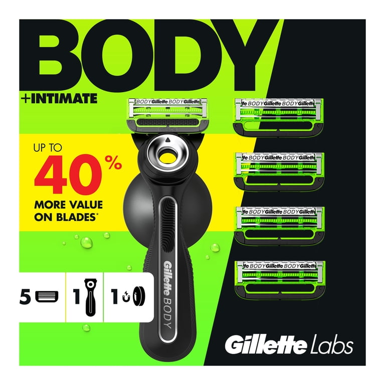 Gillette Labs Body Shaver, Intimate Razor For Men, 5 Count
