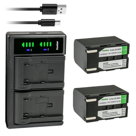 Image of Kastar 2-Pack SB-LSM320 Battery and LTD2 USB Charger Compatible with Samsung SC-D655 SC-D953 SC-D955 SC-D963 SC-D965 SC-D975 SC-DC163 SC-DC164 SC-DC165 SC-DC171 SC-DC171U SC-DC173 Camera