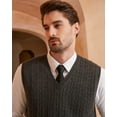 thumbnail image 6 of Kallspin Men's Wool Blend Sweater Vest Cable Knit V Neck Knitted Sleeveless Pullover(Charcoal,2X-Large), 6 of 7