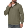 thumbnail image 5 of JWD Mens Quarter Zip Pullover Mock Neck Long Sleeve Casual Sweatshirt Lightweight Knit Top Dark Green XL, 5 of 8
