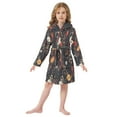 thumbnail image 6 of FORMRS Niños Bathrobe Unisex Hooded Robe Soft Plush Pajamas Sleepwear, Size 7-9T, Black Floral Pattern, 6 of 7