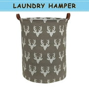 Howarmer Large Canvas Laundry Hamper, Laundry Basket for and , s Clothes Hamper with Lid, Cute s s Storage Bin Organizer Animal Room Decor, Deer Pattern