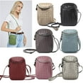 thumbnail image 2 of Women’s Vegan Leather Woven Double Zip Compartments Mini Crossbody Bag, 2 of 7