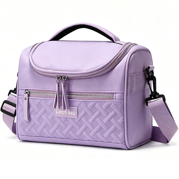 TNYXORIX Insulated Lunch Bag for Women Men,Reusable Large Lunch Box Bags for Adult,Freezable Cute Cooler Cooling Tote Bag for Work Office Picnic Beach with Adjustable Shoulder Strap-Purple