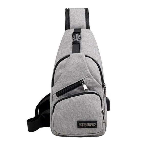 Bolso de hombro para hombre, exterior Oxford con puerto USB, mochila para hombro Tela New Gris-Oxford jinwen Bolsos de moda para hombres