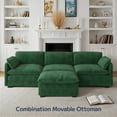 thumbnail image 6 of Asofer 110.2" L Shaped Sofa Couch, Modular Comfy Chenille Deep Seat Sofa with Movable Ottoman for Living Room, Apartment, Green, 6 of 12