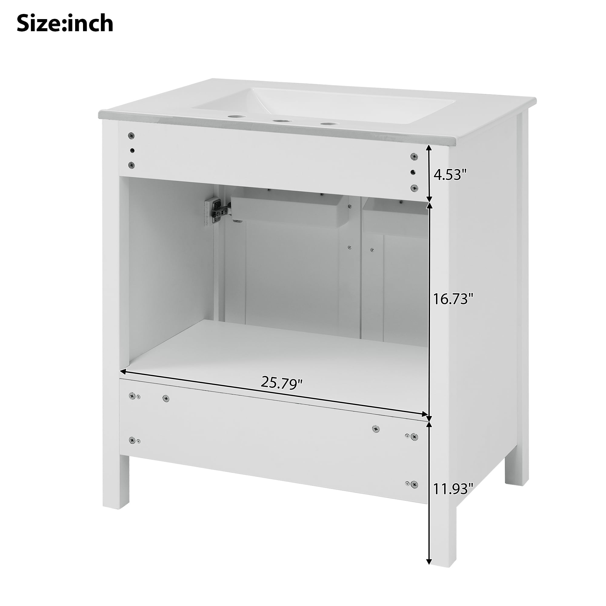 Euroco 30-Inch Bathroom Vanity with Ceramic Sink and Ample Storage - The Perfect Choice for Small Bathrooms