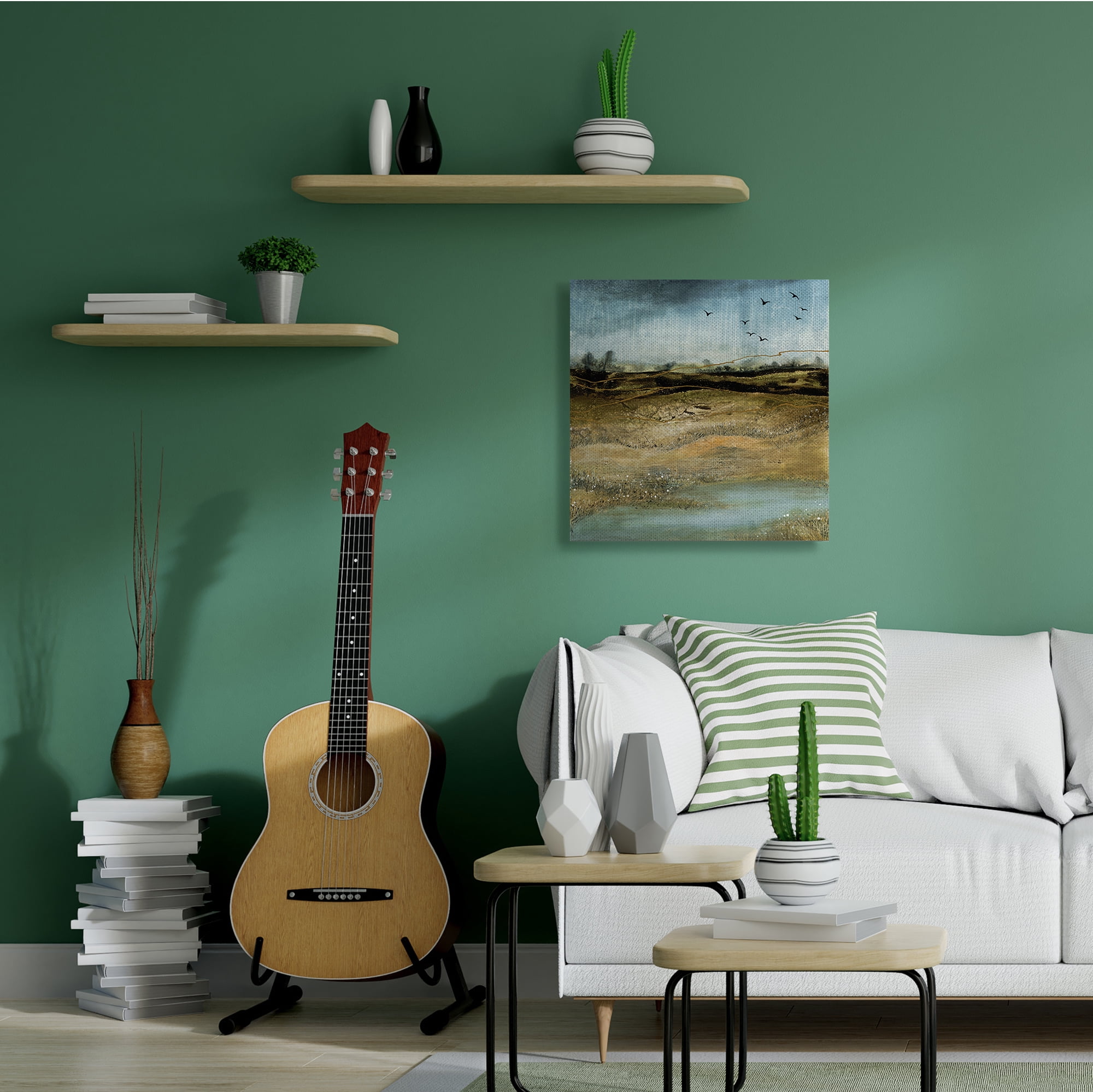 Industries Rustic Landscape Abstraction Birds at Flight 30 in x 30 in Painting Canvas Art Print, by Stupell Home Décor