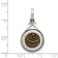 thumbnail image 2 of 925 Sterling Silver and Bronze Oxidized Widows Mite disk Pendant Necklace 25x18mm Wide Pendant for Women, 2 of 2