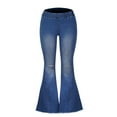 thumbnail image 5 of GaThRRgYP Trousers for WomenFashion Women Solid Zipper Casual Mid Waist Long Flare Pants, 5 of 6