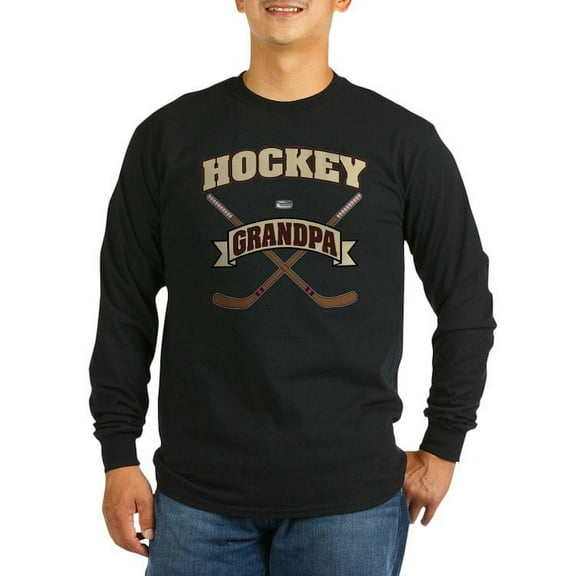 CafePress - Hockey Grandpa Long Sleeve Dark T Shirt - Long Sleeve Dark T-Shirt