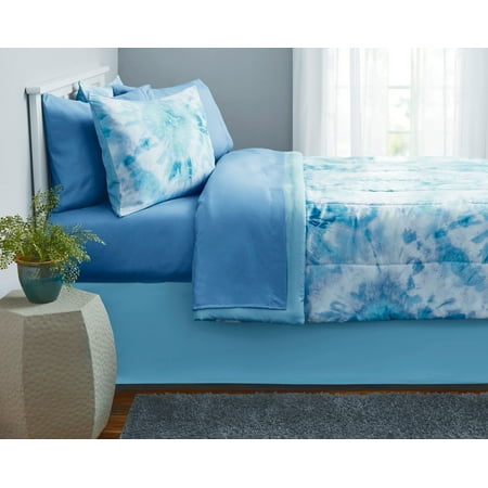 Mainstays Tie Dye Reversible Bed In Bag, Bright Blue Bedding Sets