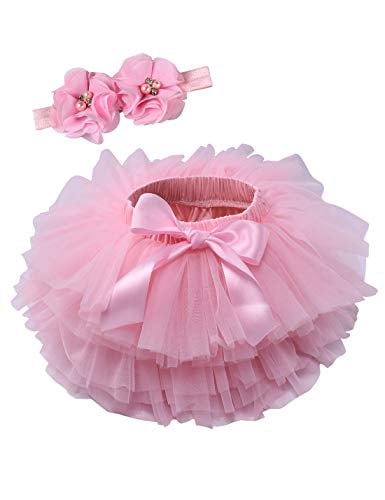 Anbaby Baby Girls Tutu Bloomers Toddler Tutu Skirt Diaper Cover and Lace Headband Set 