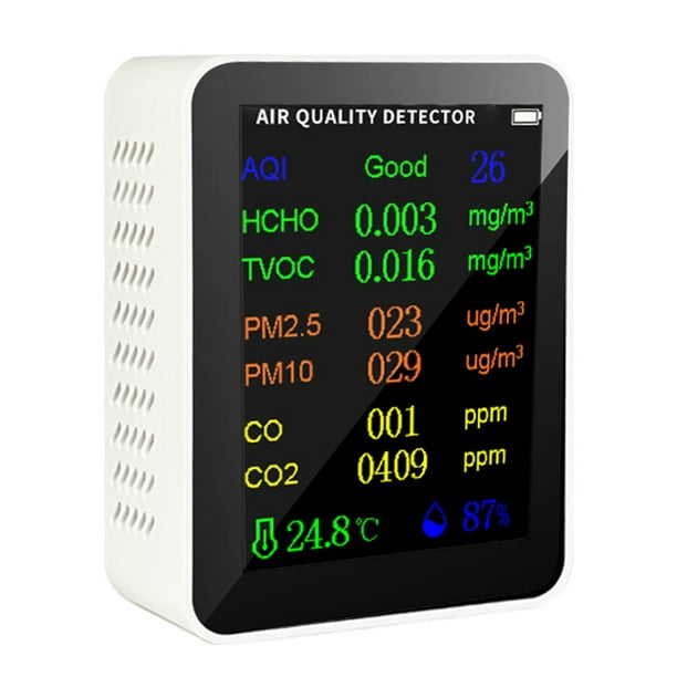 Detector De Calidad Del Aire 9 En 1 Detector De Dióxido De Carbono Detector De Gas Digital Para El Hogar (Blanco) Tmvgtek Para estrenar