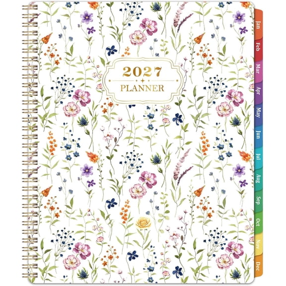 2027 Planner for Office, School, - Colorful Tabs 2027 Planner Weekly and Monthly Jan. 2027 - Dec. 2027, 9" x 11" Year Organizer Calendar Planner with , Inner Pocket & Thick Paper - Multicolored