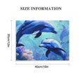 thumbnail image 3 of Orinice Dolphins Fish Underwater Fine Art Aesthetic Poster Print Wall Painting for Classroom Kitchen Office Farmhouse Bathroom Room Decor Pictures Wall Art Painting Ready to Hang Canvas Living Room, 3 of 6