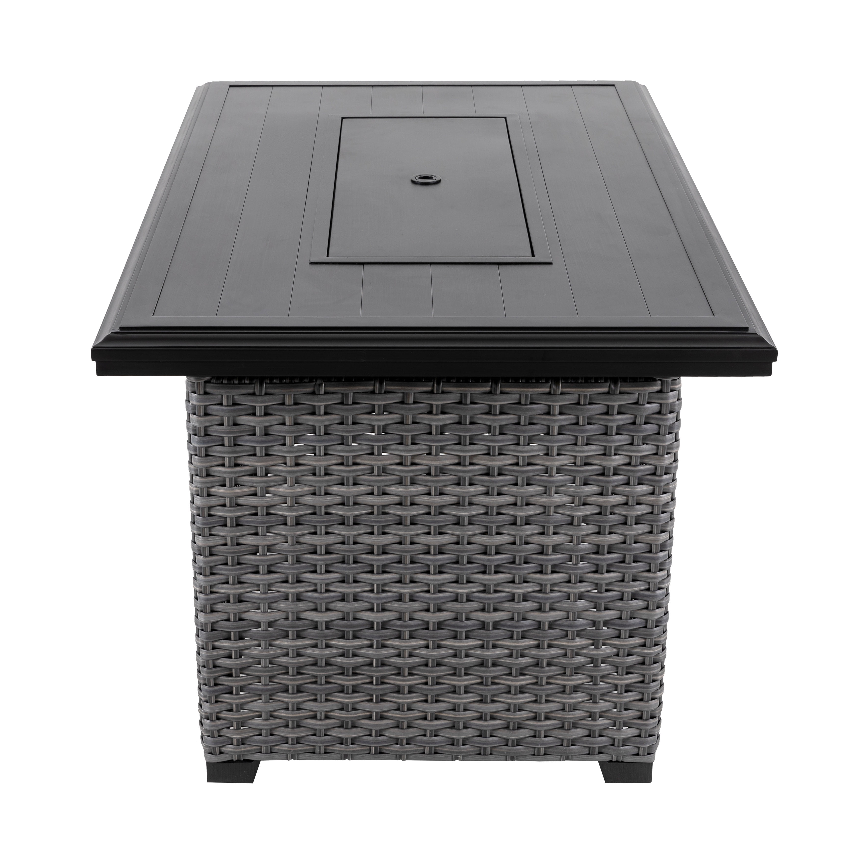 Nuu Garden Aluminum Rattan Fire Pit Table with a Side Door