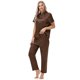thumbnail image 4 of Women's Pajama Set: Short-sleeved Silk Top and Pants, Button-down Two-Piece Pajama/Loungewear Pink L, 4 of 4