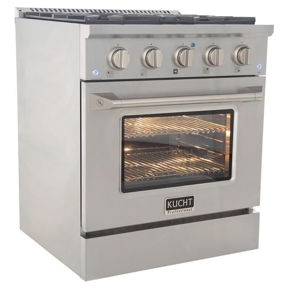 Pemberly Row 30" Stainless Steel Propane Gas Range with Knobs in Silver