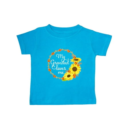 

Inktastic My Grandad Loves Me with Sunflower Wreath Gift Baby Boy or Baby Girl T-Shirt