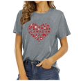 thumbnail image 1 of TSADFHJI Chandails en Molleton pour Femmes Mode Décontractée Unie Imprimé Mignon Col Rond Manches Courtes T-Shirt Haut S Gris, 1 of 6
