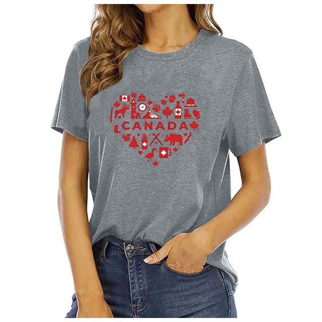 TSADFHJI Chandails en Molleton pour Femmes Mode Décontractée Unie Imprimé Mignon Col Rond Manches Courtes T-Shirt Haut S Gris