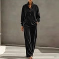 thumbnail image 2 of successthop Velour Sweatsuit for Women 2 Piece Casual Long Sleeve Quarter Button Mock Neck Tops and Pant with Pockets, 2 of 8