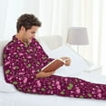 thumbnail image 4 of Salouo Festive Flamingos Print Button-Front Long Sleeve Pajama Set for Men, Soft 2Pjs Men's Long Sleeve Sleepwear -XX-Large, 4 of 7