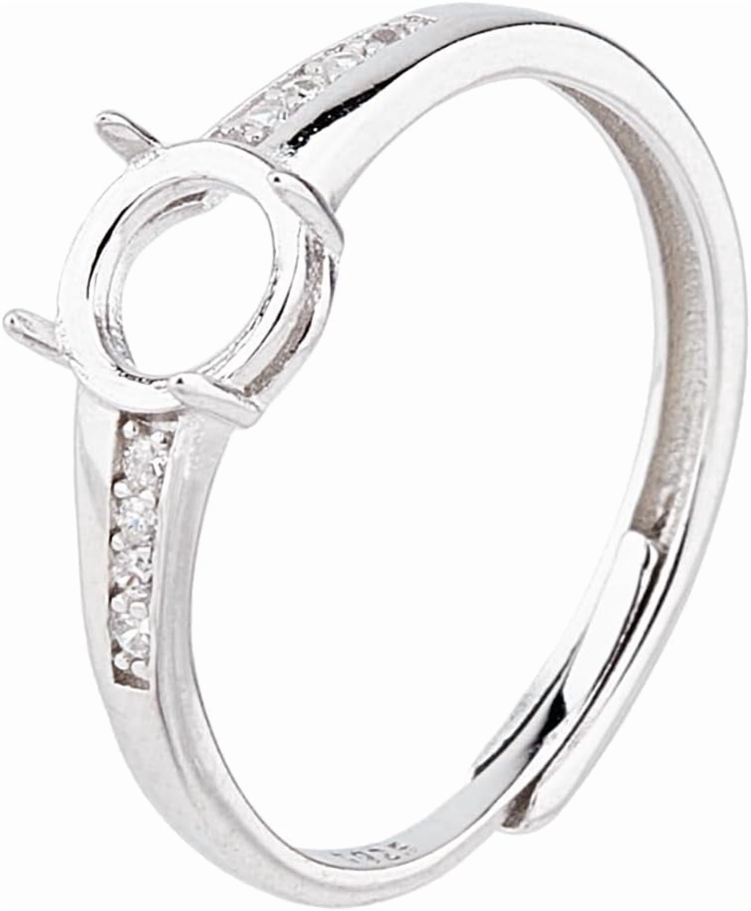 1pc 925 Sterling Silver Claw Rings Adjustable CZ Ring Base Blank 4 Claw Prong Ring Settings Golden Finger Rings Components for DIY Ring Findings Jewelry Making Gold
