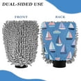 thumbnail image 2 of Microfiber Car Wash Gloves With Chenille & Polyester Terry Scratch-Free Cleaning Elastic Cuffs Seamless Pattern with Sailboats, 2 of 8
