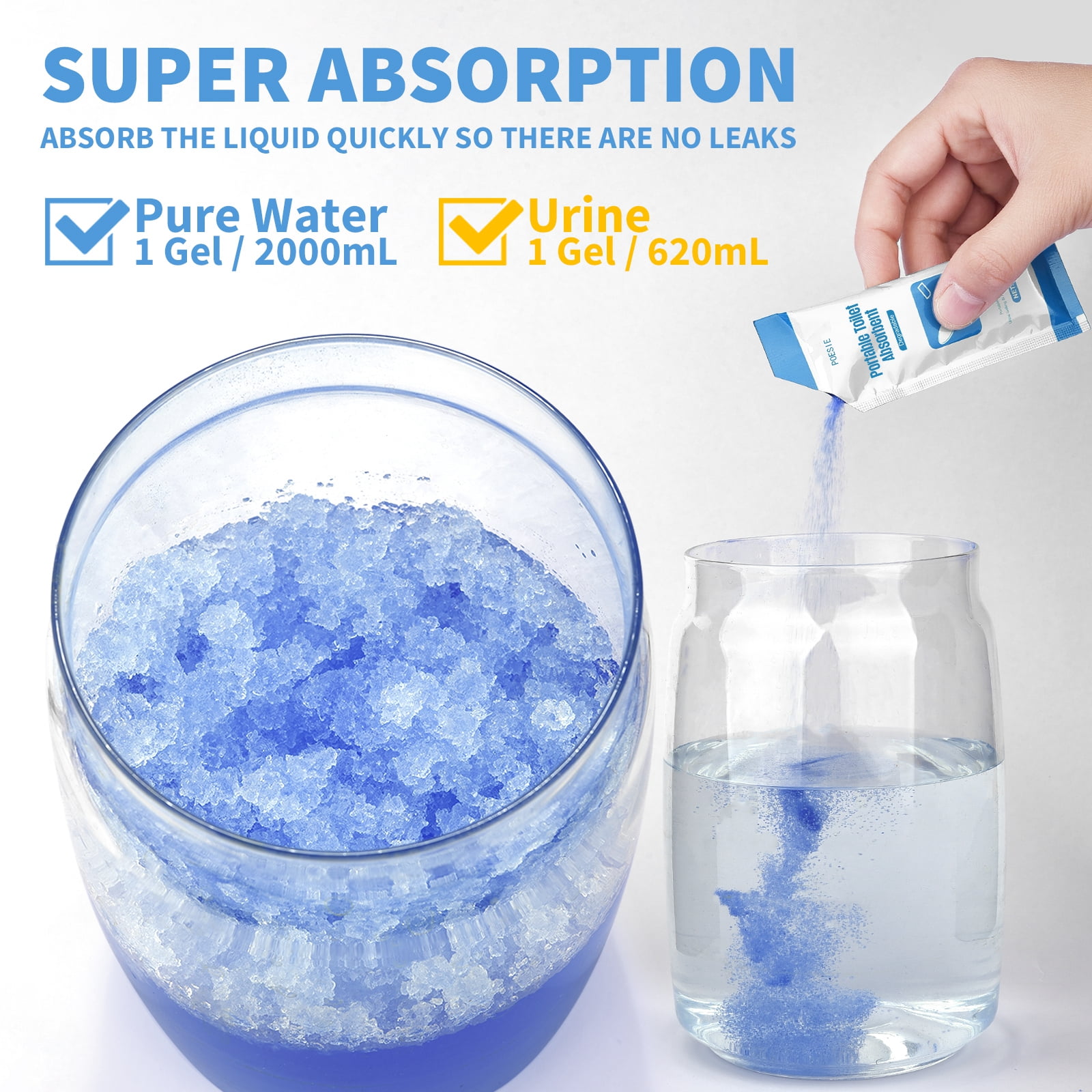 Poesie Portable Toilet Absorbent Urine Powder Liquid Waste Gel for Outdoor 25packs
