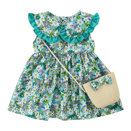 

HIBRO Toddler Girls Fly Sleeve Sundress Floral Prints Ruffles Princess Dress Dance Party Dresses Clothes Flower Girls Dress Size 12 2t Birthday Girl Dress