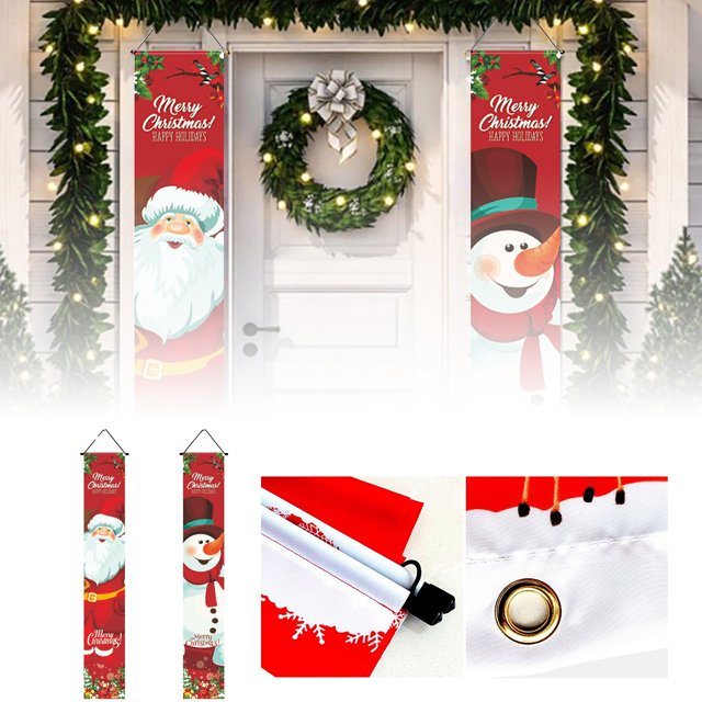1 Par De Adornos Navideños Para La Puerta Principal Adornos Navideños Parejas Navideñas Parejas Navideñas Bonitas Banderas Navideñas Para El Porche Ventanas Cuatro Estilos