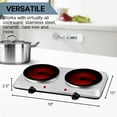 thumbnail image 2 of Countertop Infrared Double Burner, 1500W Electric Hot Plate with 7.5" Ceramic Glass Cooktop, 6 Level Temperature Control, Silver, 2 of 6