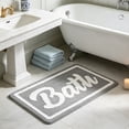 thumbnail image 4 of KOYPTL Waffle Bath Mat Boho Flocked Bath Rug Absorbent Non Slip Ultra Soft Bathroom Mats Machine Washable Knit Bath Rugs with Bath Letter for Bathroom Bedroom Kitchen Tub 16*24" Gray, 4 of 6