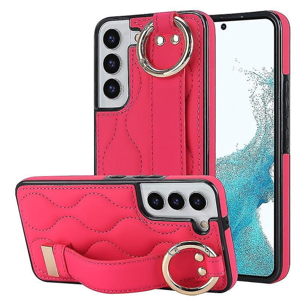 Funda de PU con anillo de cobertura total antideslizante para Samsung Galaxy S22 con pulsera