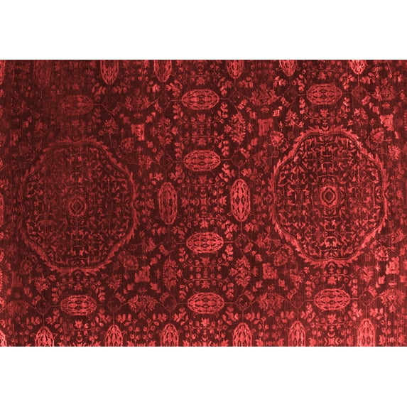 Ahgly Company Indoor Rectangle Abstract Red Contemporary Area Rugs, 4' x 6'