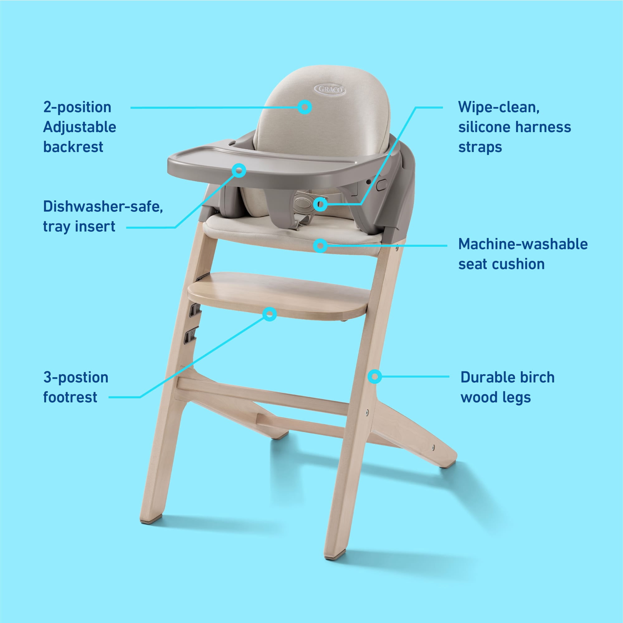Graco Close2Baby 2-in-1 Infant Toddler Highchair, Rue Beige