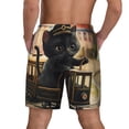 thumbnail image 2 of Lsque Mens Swim Trunks Adorable Kitten On Mini Train Pattern - Bathing Suit Compression Liner - Beach Swim Shorts Swimwear - (S-3XL) - Stretch Quick Dry -X-Large, 2 of 9
