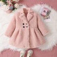 thumbnail image 2 of Douhoow Toddler Baby Girl Winter Sherpa Coat 1-6Y Kids Fleece A-Line Coat Dress Solid Color Long Sleeve Lapel Jacket, 2 of 7
