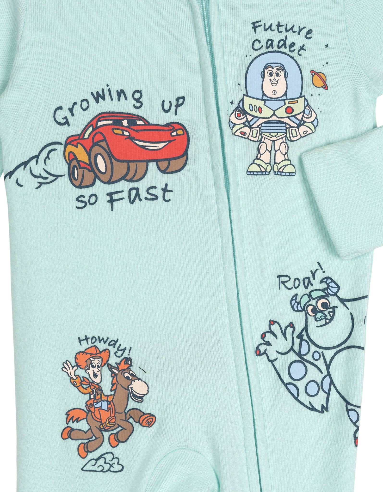 Disney Pixar Baby Boys' 2-Pack Footed One-Piece Sleep N' Play Pixar Light Blue