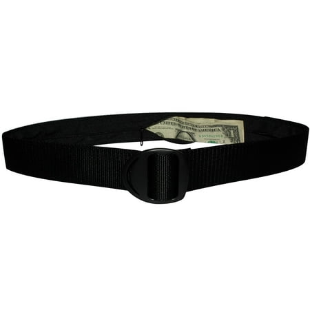 Bison Designs Crescent Black Buckle Money Belt - Black