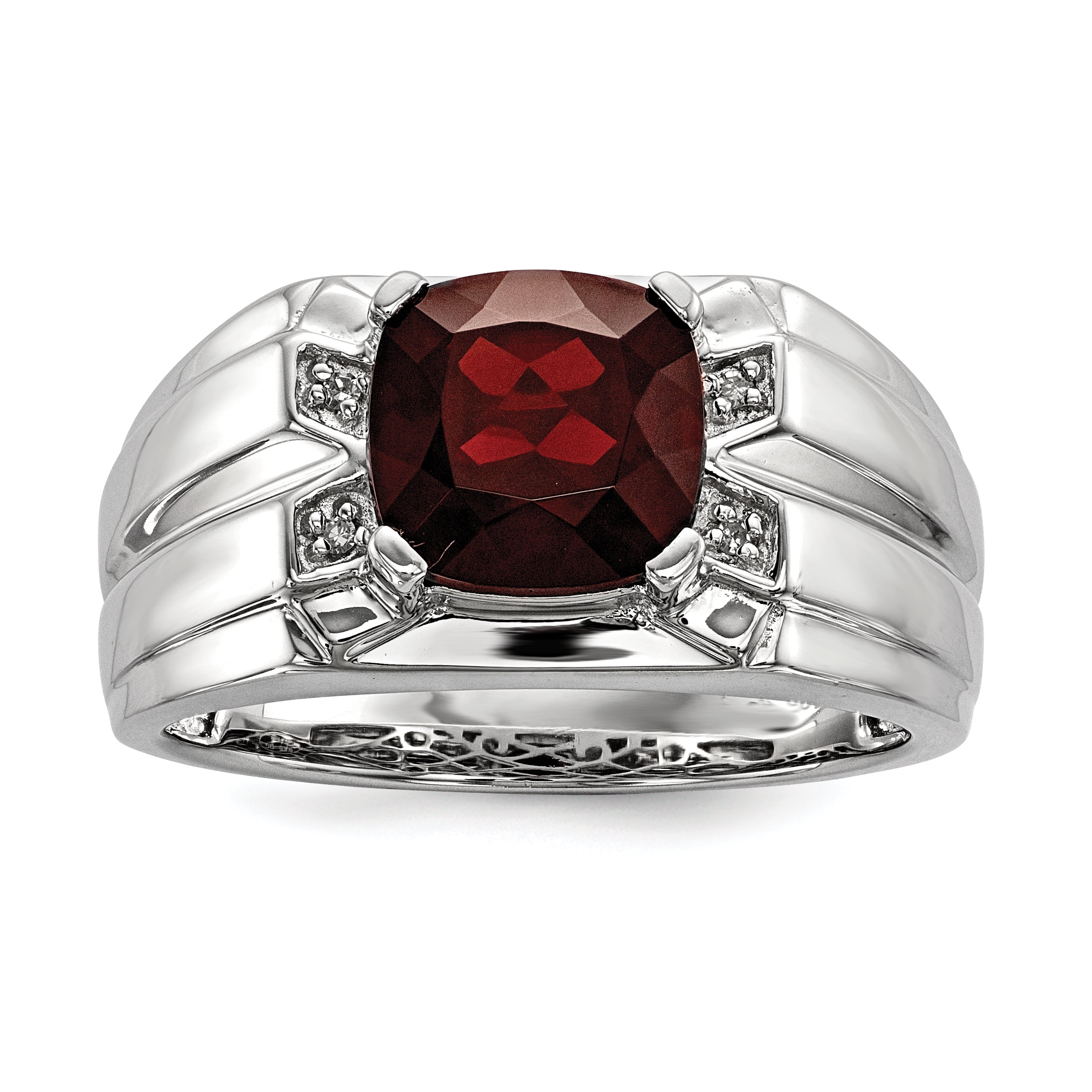 IceCarats 925 Sterling Silver Rhod Plated Red Diamond Square