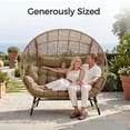 thumbnail image 4 of RADIATA Double Egg Chair Outdoor, Patio Oversized Egg Chair with Footrests, Wicker Basket Chair for Porch or Garden, Brown, 4 of 9