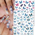 thumbnail image 3 of NEWSPIED 8 Sheets Butterfly Nail Art Stickers Decals Colorful Butterflies Nail Stickers for Nail Art, 3D Self-Adhesive Butterfly Nail Design Supplies Nail Sticker for Women DIY Nail Decoration, 3 of 7