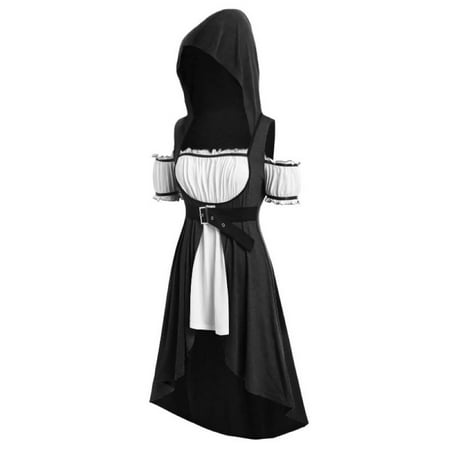 Short Sleeve Cold Shoulder Cosplay Women Hooded Dress