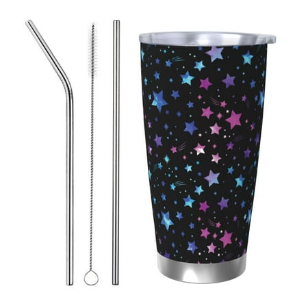 

20oz Straw Three-Piece Set Car Cup For The Coffee Shop Office Car Sports Home Easy To Carry Out Glitter Star