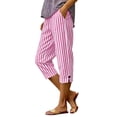 thumbnail image 2 of Asgosdo Women Capris Pants High Waisted Side Slit Striped Casual Basic Beach Vacation Pants with Pockets, 2 of 5